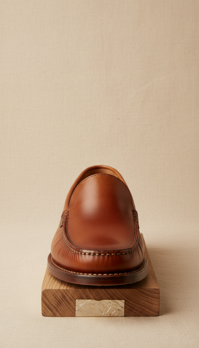 Cognac Leather Loafer with Stitched Sole